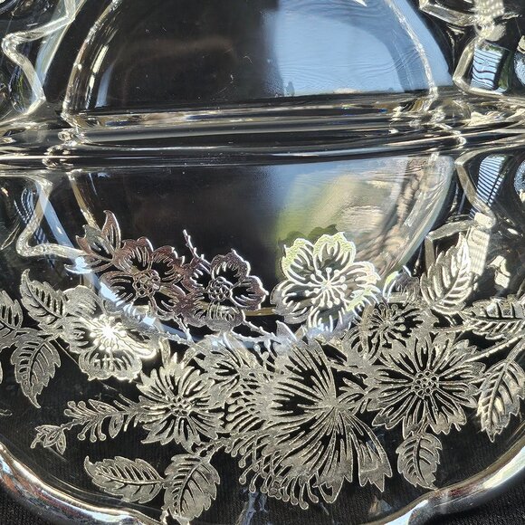 Silver City Blossom Time Divided Relish Dish Handles With Sterling Silver Overla - Picture 6 of 10
